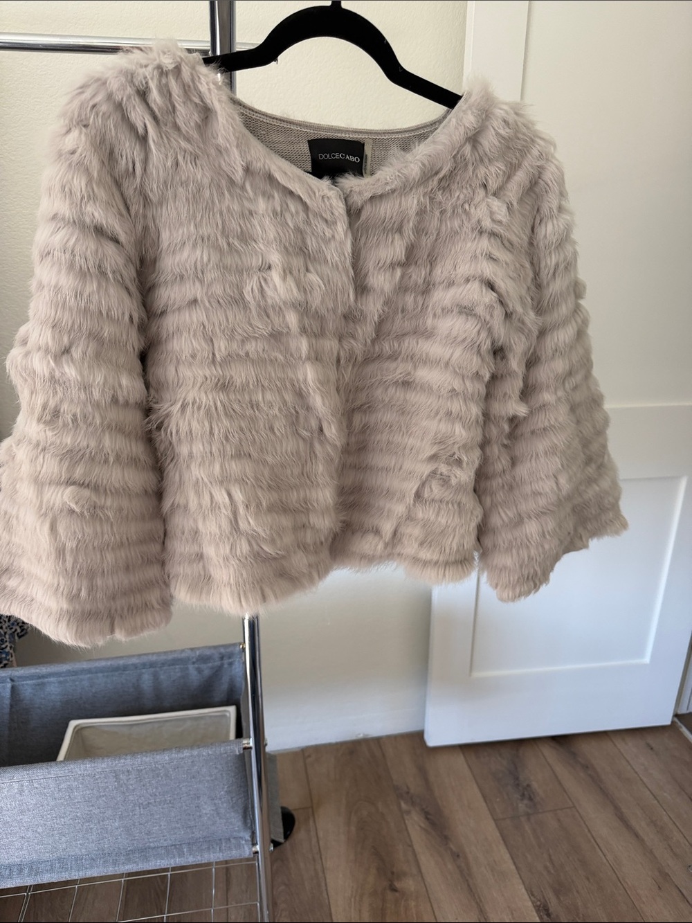 Dolce Cabo Light Grey Faux Fur Coat.